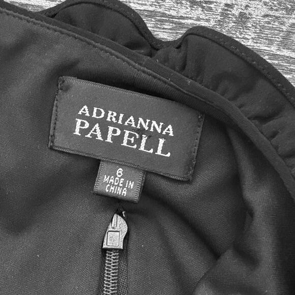 Adrianna Papell Pleated Ruffle Fit & Flare Dress Womens 6 Goth Lolita Doll - Picture 6 of 8